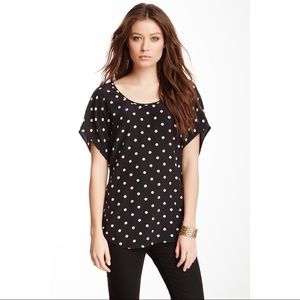 Joie Joann Dotted Silk Blouse Black Top XS EUC